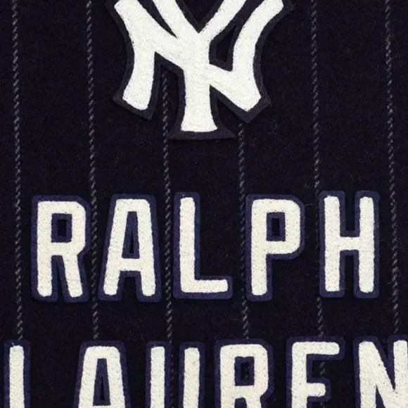 Ralph Lauren Dark Blue Scarf with White Stripes - Picture 4 of 5